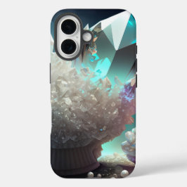 Funda iPhone 16 April Birthstone Diamond Quartz Crystal Pearls