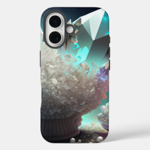Funda iPhone 16 April Birthstone Diamond Quartz Crystal Pearls