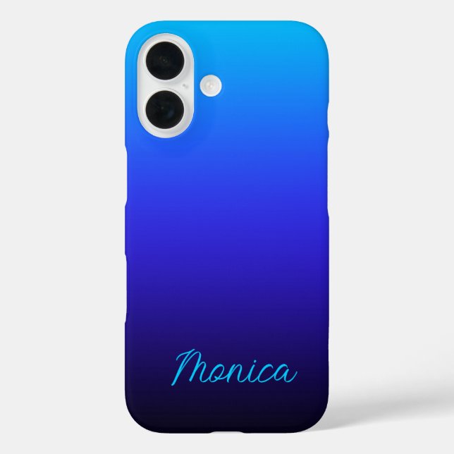 Funda iPhone 16 Aqua Blue Indigo y Black Ombre (Reverso )