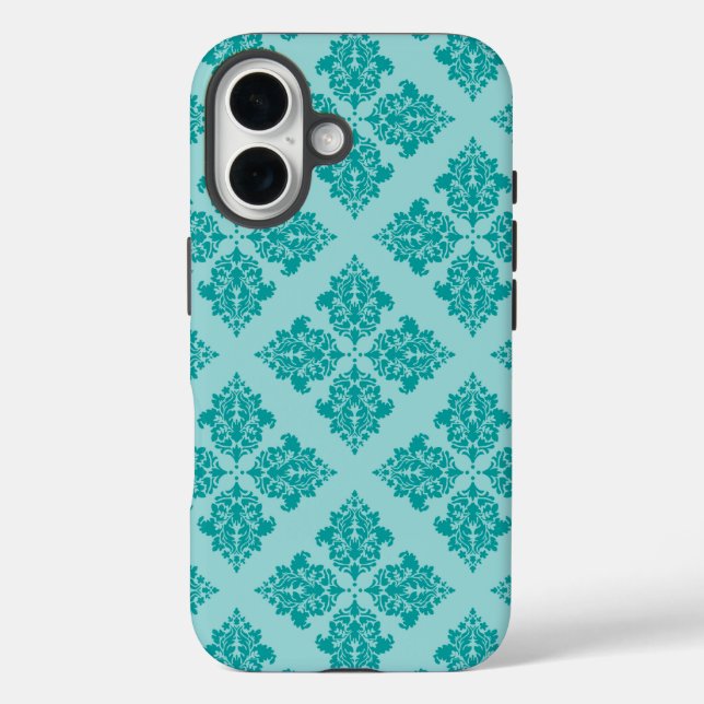 Funda iPhone 16 Aqua Moroccan Damask (Reverso )