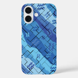 Funda iPhone 16 Aquarius Zodiac Stripes Tiles rotos