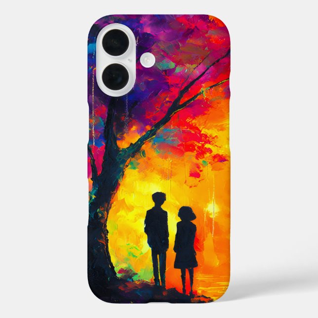 Funda iPhone 16 Árbol de amor colorido (Reverso )