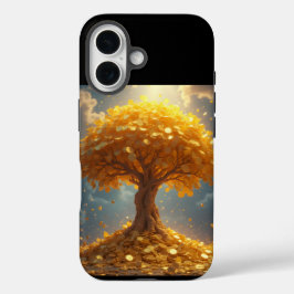 Funda iPhone 16 árbol de dinero dorado monedas de oro