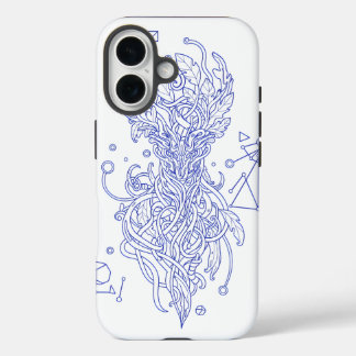 Funda iPhone 16 Árbol de la Vida Azul Celeste Arte de Línea: Geomé