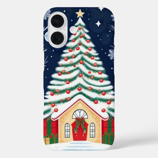 Funda iPhone 16 Árbol de navidad (Reverso )