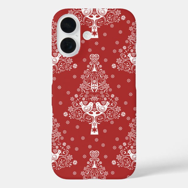 Funda iPhone 16 Árbol de Navidad nórdico escandinavo (Reverso )