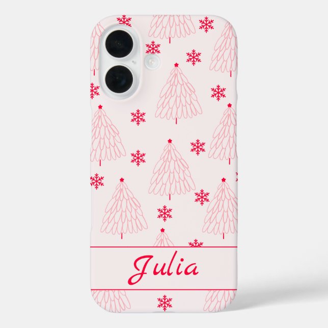 Funda iPhone 16 Árbol de Navidad rosa claro Coquette  (Reverso )