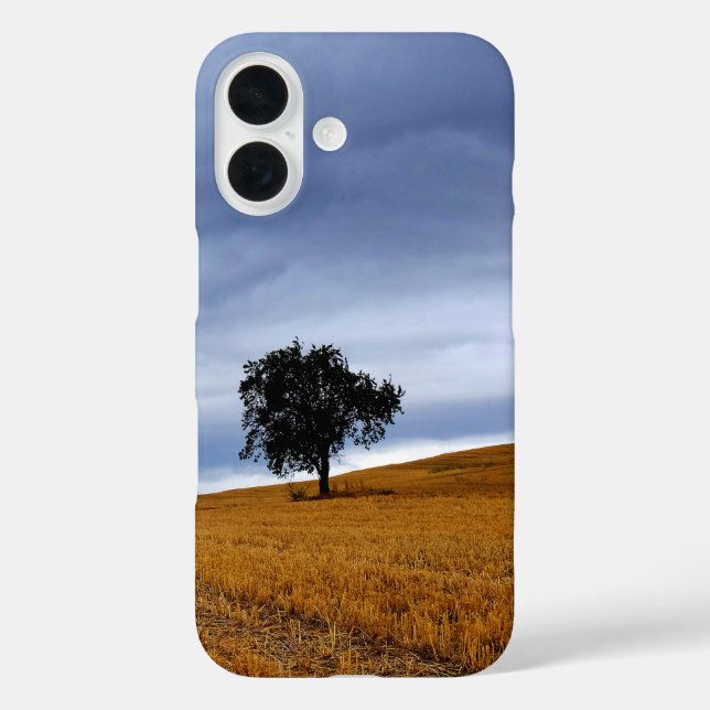 Funda iPhone 16 Árbol en un campo de trigo (Reverso )