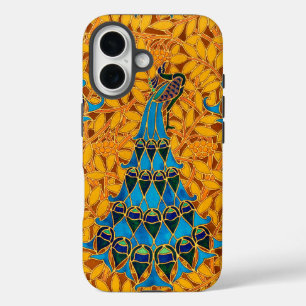 Funda iPhone 16 Árbol y pavos reales de estilo Art Nouveau de époc