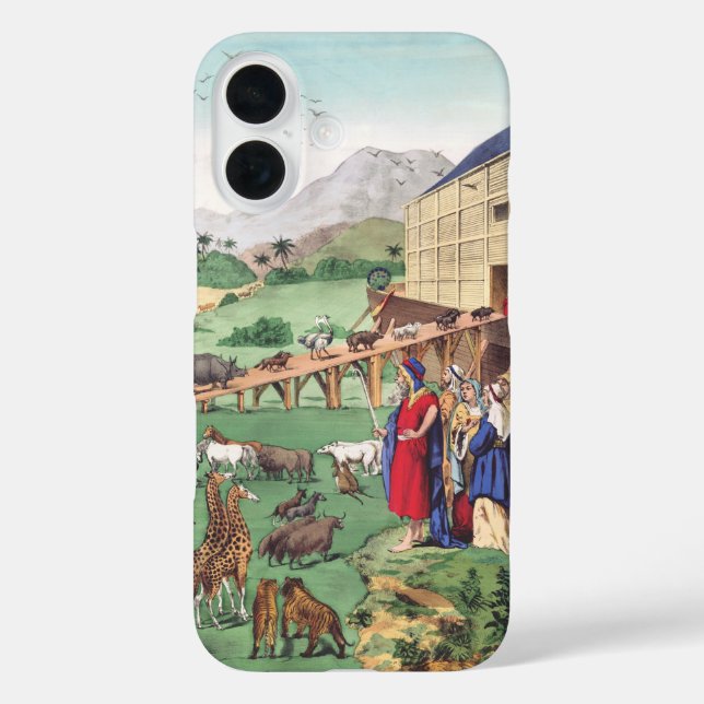 Funda iPhone 16 Arca de Noé con animales (Reverso )