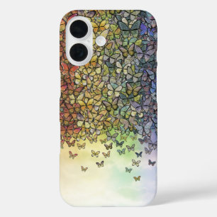 Funda iPhone 16 arco iris de mariposas a flote