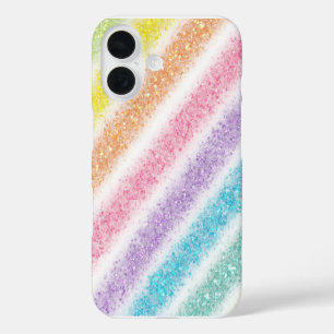 Funda iPhone 16 Arcoíris de Purpurina Pastel