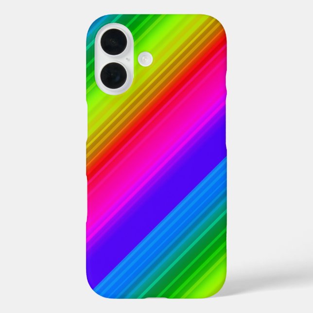 Funda iPhone 16 Arcoíris rayado (Reverso )