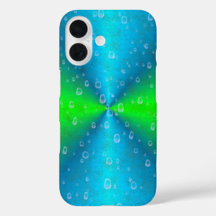 Funda iPhone 16 Arcoiris verde azul en optik de cuero de piel de e