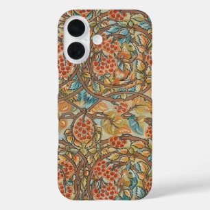Funda iPhone 16 Ardillas y arándanos,Diseño victoriano antiguo