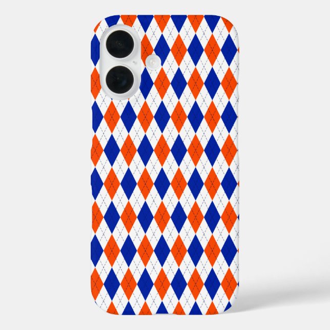 Funda iPhone 16 Argyle naranja y Diamante Azul (Reverso )