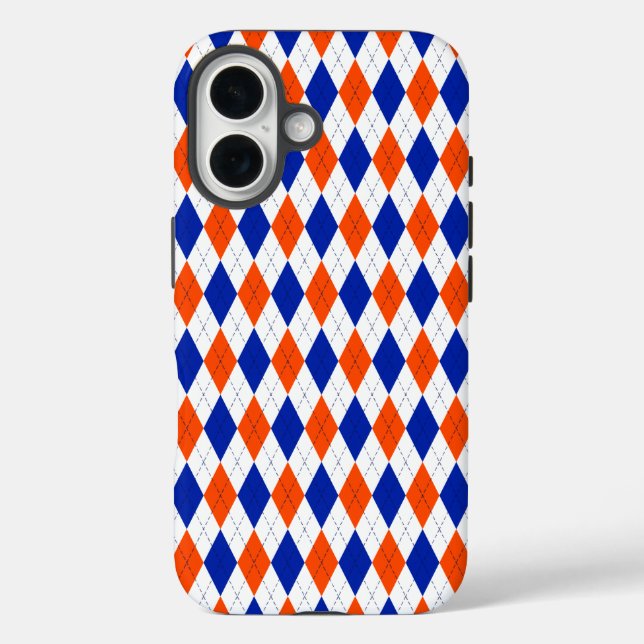 Funda iPhone 16 Argyle naranja y Diamante Azul (Reverso )