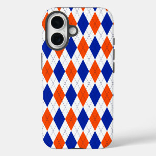 Funda iPhone 16 Argyle naranja y Diamante Azul