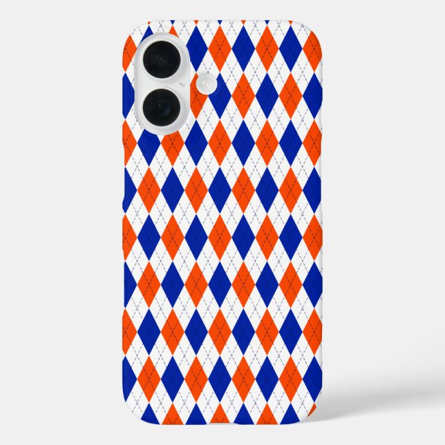 Funda iPhone 16 Argyle naranja y Diamante Azul (Reverso )