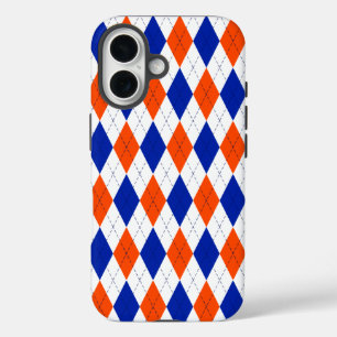 Funda iPhone 16 Argyle naranja y Diamante Azul