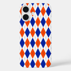 Funda iPhone 16 Argyle naranja y Diamante Azul