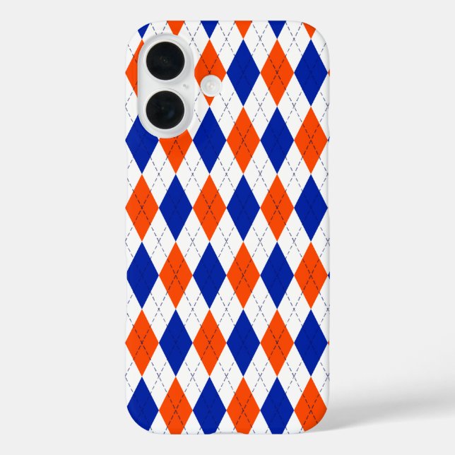 Funda iPhone 16 Argyle naranja y Diamante Azul (Reverso )