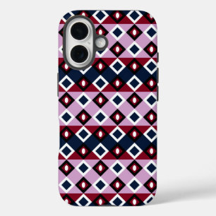 Funda iPhone 16 Armada Orquídea Plaid Kilt Cuadrado Diamantes Abal