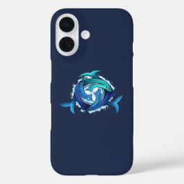Funda iPhone 16 Armonía Aqua: Trinidad de peces entrelazados