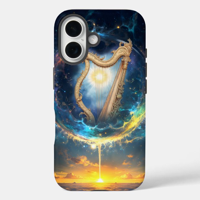 Funda iPhone 16 Arpa Celestial de los Cielos Llenos de Luna.  (Reverso )