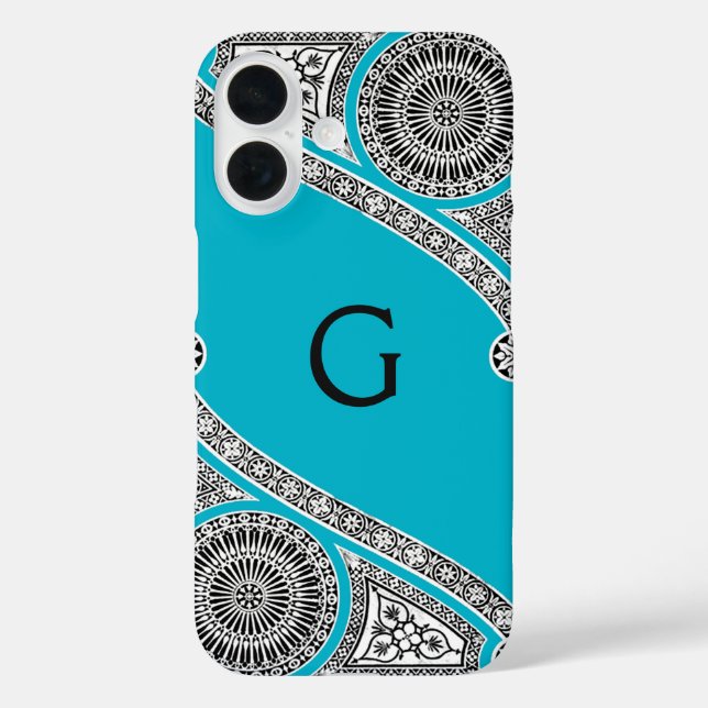 Funda iPhone 16 ARQUITECTO DE RENACIMIENTO Monograma azul de Scrub (Reverso )