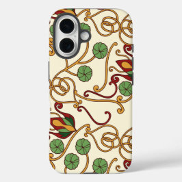 Funda iPhone 16 Art Nouveau-inspired floral design