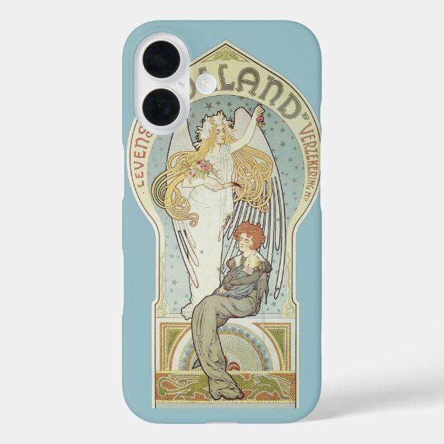 Funda iPhone 16 Art Nouveau vintage, Holland Levensverzekering (Reverso )