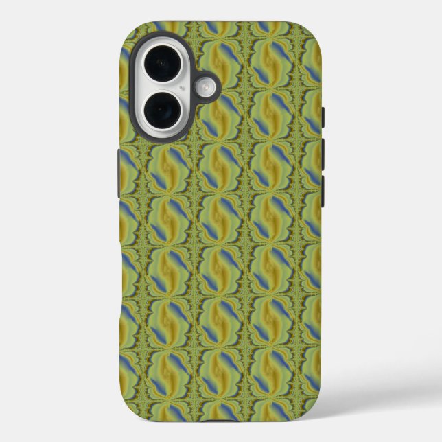 Funda iPhone 16 Artdeco amarillo azul en estilo retro (Reverso )