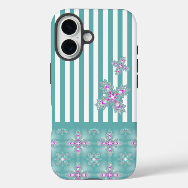 Funda iPhone 16 Artdeco Flowers in Retro Style (Reverso )