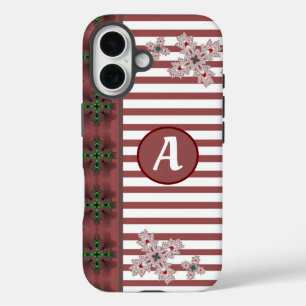 Funda iPhone 16 Artdeco Flowers in Retro Style with monogram
