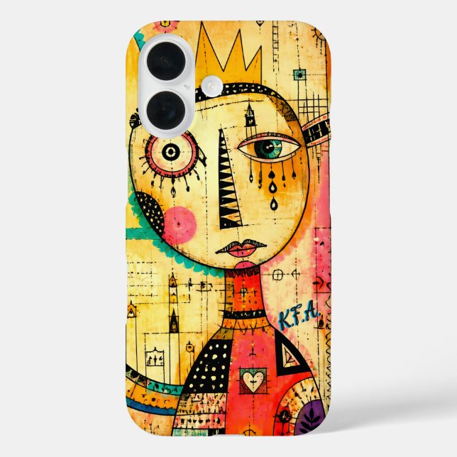 Funda iPhone 16 Arte abstracto con iniciales  (Reverso )