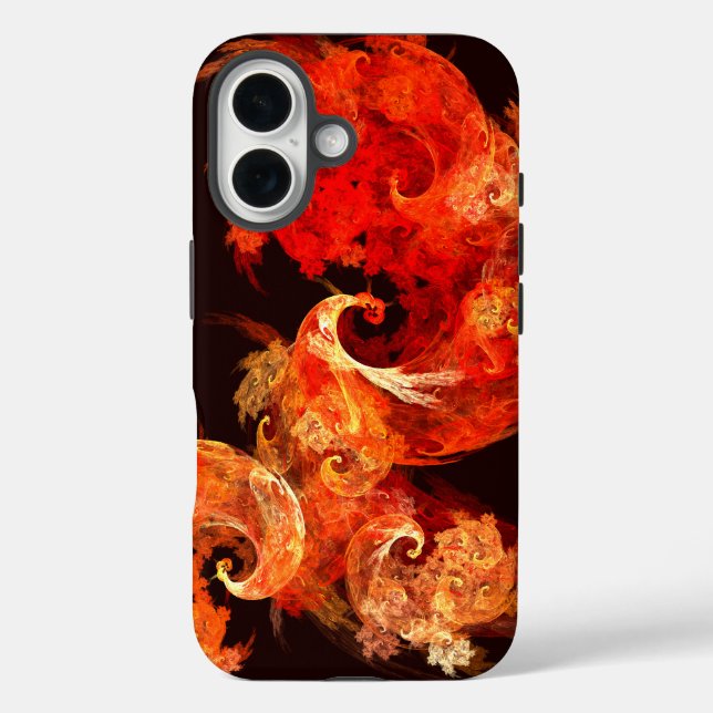 Funda iPhone 16 Arte abstracto de aves de fuego bailando (Reverso )