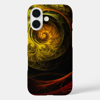 Funda iPhone 16 Arte abstracto de color rojo floral de Sunrise