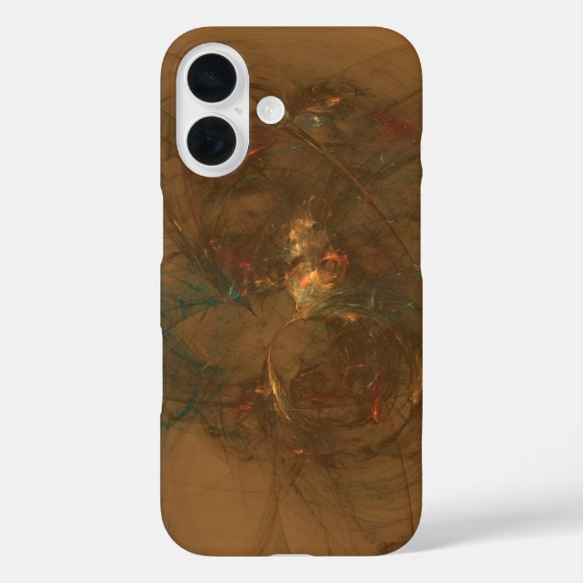 Funda iPhone 16 arte abstracto de fibras doradas (Reverso )