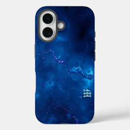 Funda iPhone 16 Arte abstracto de nebulosa azul cósmico