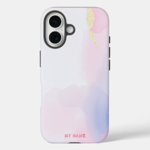 Funda iPhone 16 Arte abstracto de rosa y oro suave