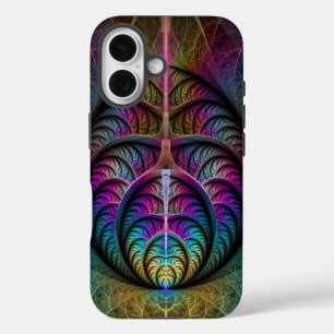 Funda iPhone 16 Arte abstracto fractal colorido con patrones aluci