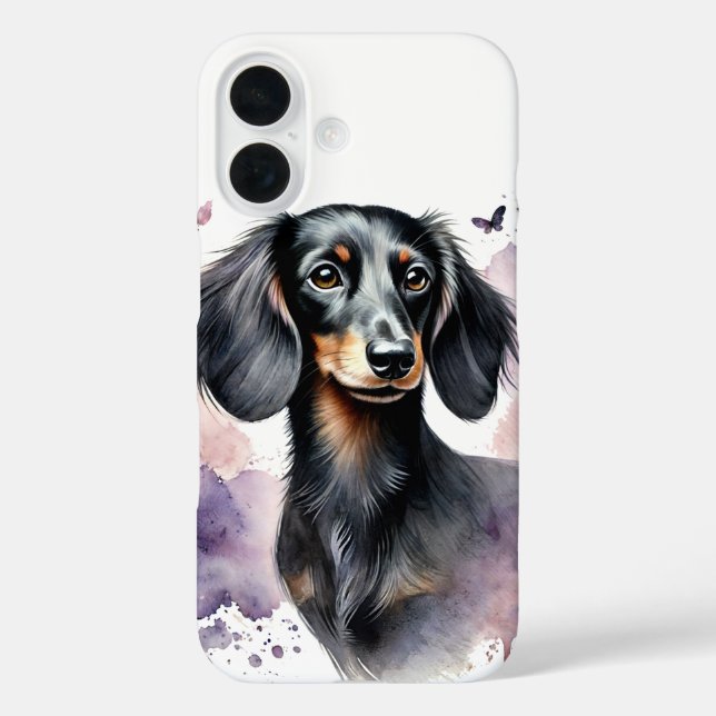 Funda iPhone 16 Arte acuático de Dachshund (Reverso )