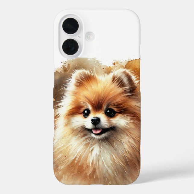 Funda iPhone 16 Arte acuático de Pomerania (Reverso )