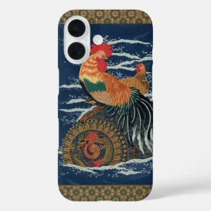 Funda iPhone 16 Arte Antiguo de Dragón Gallo Gallina Japonés