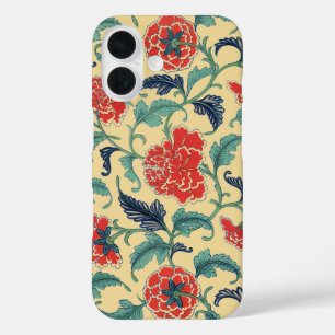 Funda iPhone 16 Arte Antiguo Modernista Chino Rojo Floral Chinoise