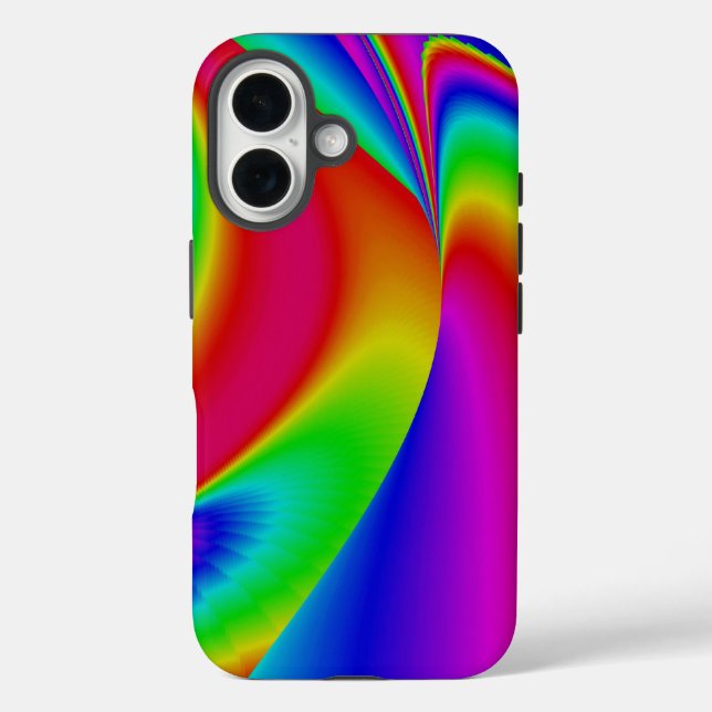Funda iPhone 16 Arte arco iris abstracto en 3D (Reverso )