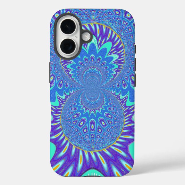Funda iPhone 16 Arte azul moderno (Reverso )