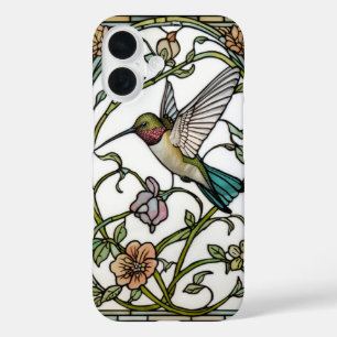 Funda iPhone 16 Arte botánico boho chic de colibrí elegante