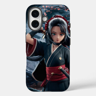 Funda iPhone 16 Arte Chica Ninja - Guerrero dinámico y fuerte